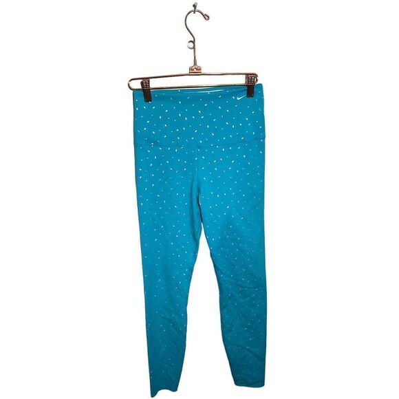 Nike Women's 7/8 Gems Training Tights CU5278-367 Teal Silver Women's Small $155‎ - Picture 1 of 8